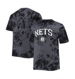 Men's Black Brooklyn Nets Big and Tall Marble Dye Tonal Performance T-shirt $24.00 T-Shirts