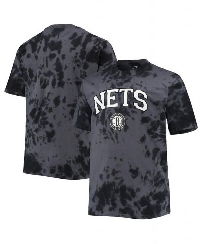 Men's Black Brooklyn Nets Big and Tall Marble Dye Tonal Performance T-shirt $24.00 T-Shirts