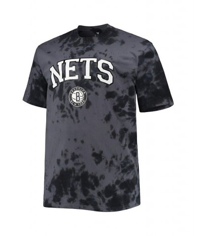 Men's Black Brooklyn Nets Big and Tall Marble Dye Tonal Performance T-shirt $24.00 T-Shirts