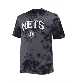 Men's Black Brooklyn Nets Big and Tall Marble Dye Tonal Performance T-shirt $24.00 T-Shirts