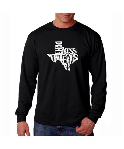 Men's Word Art Long Sleeve T-Shirt- Don't Mess With Texas Black $18.00 T-Shirts