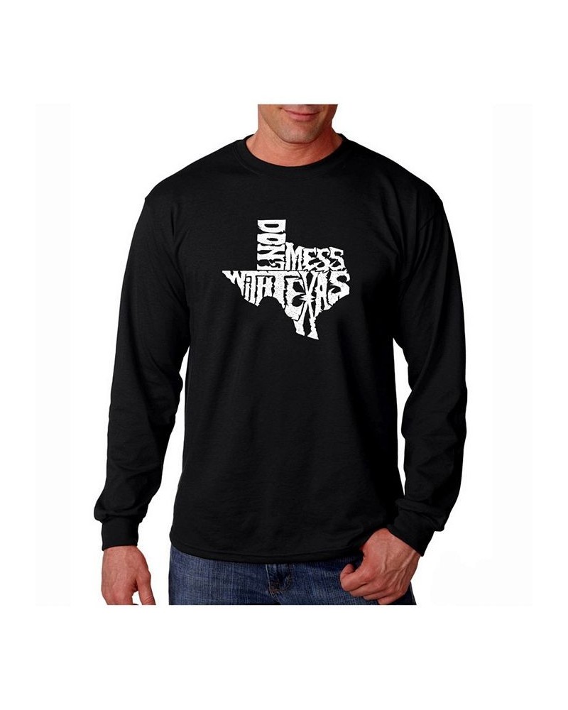 Men's Word Art Long Sleeve T-Shirt- Don't Mess With Texas Black $18.00 T-Shirts