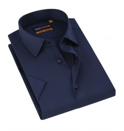 Men's Slim Fit Performance Short Sleeves Solid Button Down Shirt PD02 $18.14 Dress Shirts