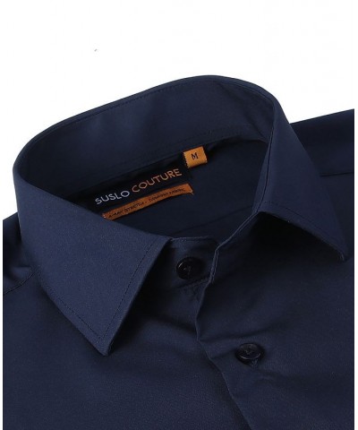 Men's Slim Fit Performance Short Sleeves Solid Button Down Shirt PD02 $18.14 Dress Shirts