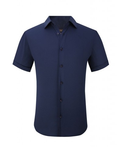 Men's Slim Fit Performance Short Sleeves Solid Button Down Shirt PD02 $18.14 Dress Shirts