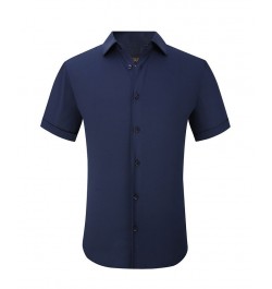 Men's Slim Fit Performance Short Sleeves Solid Button Down Shirt PD02 $18.14 Dress Shirts