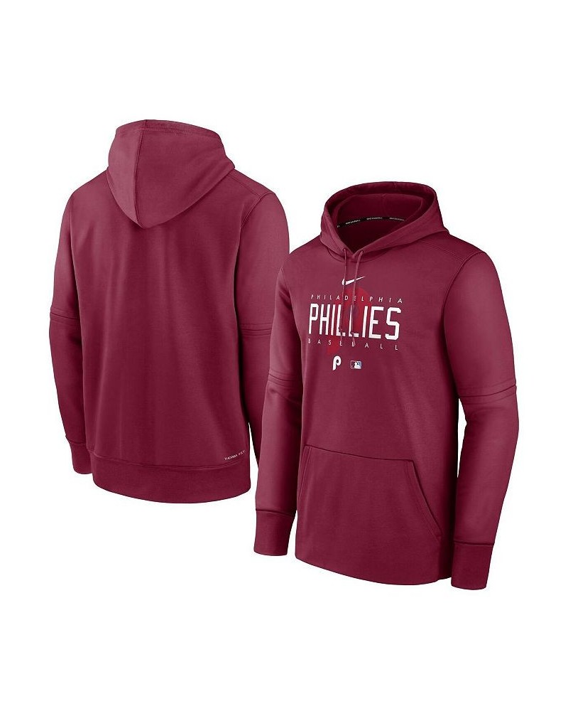 Men's Burgundy Philadelphia Phillies Authentic Collection Pregame Performance Pullover Hoodie $39.90 Sweatshirt