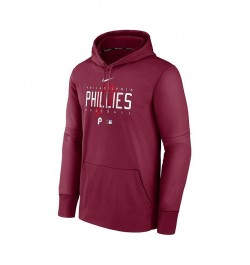 Men's Burgundy Philadelphia Phillies Authentic Collection Pregame Performance Pullover Hoodie $39.90 Sweatshirt