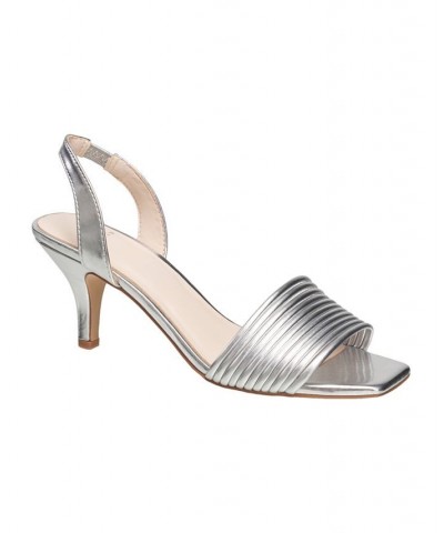 Women's Slingback Kitten-Heel Sandal Silver $51.94 Shoes