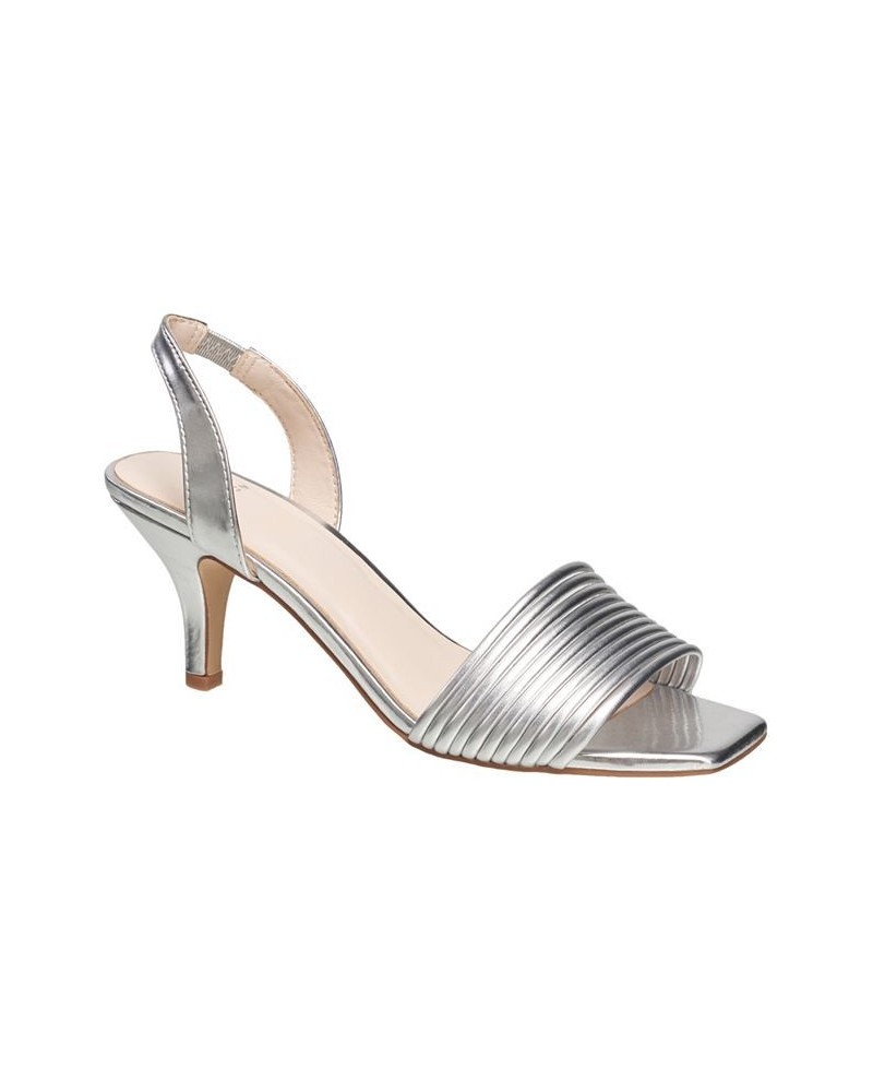 Women's Slingback Kitten-Heel Sandal Silver $51.94 Shoes