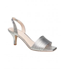 Women's Slingback Kitten-Heel Sandal Silver $51.94 Shoes