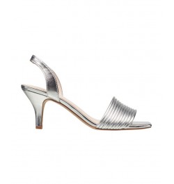 Women's Slingback Kitten-Heel Sandal Silver $51.94 Shoes