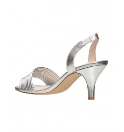 Women's Slingback Kitten-Heel Sandal Silver $51.94 Shoes