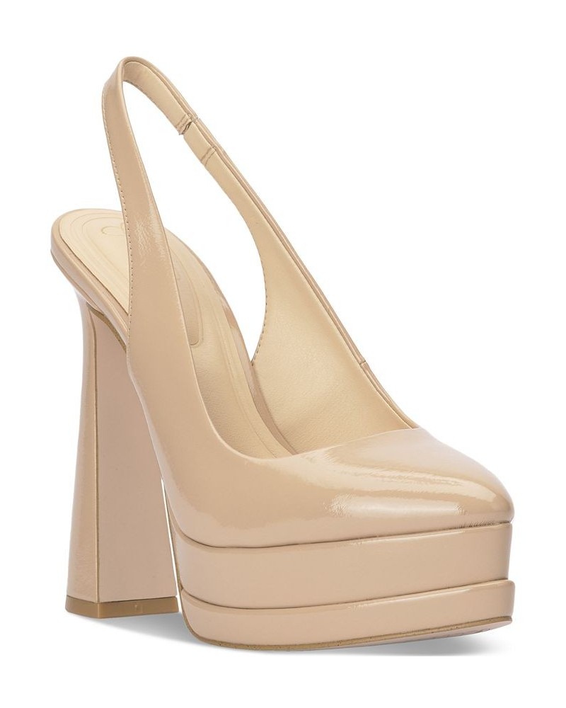 Mayria Slingback Platform Pumps Tan/Beige $52.32 Shoes