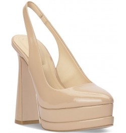 Mayria Slingback Platform Pumps Tan/Beige $52.32 Shoes