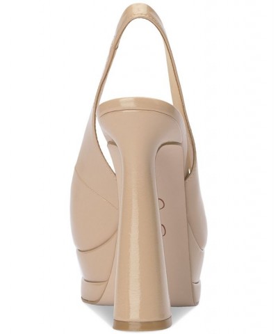 Mayria Slingback Platform Pumps Tan/Beige $52.32 Shoes