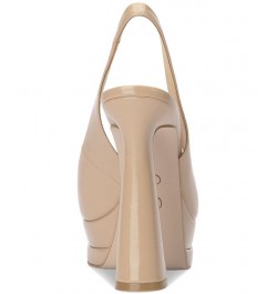 Mayria Slingback Platform Pumps Tan/Beige $52.32 Shoes