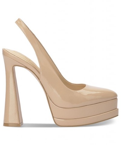 Mayria Slingback Platform Pumps Tan/Beige $52.32 Shoes