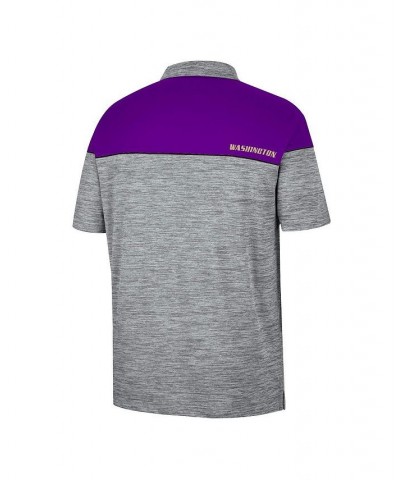 Men's Heathered Gray, Purple Washington Huskies Birdie Polo Shirt $22.55 Polo Shirts