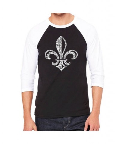 Saints Go Marching in Men's Raglan Word Art T-shirt Black $18.45 T-Shirts