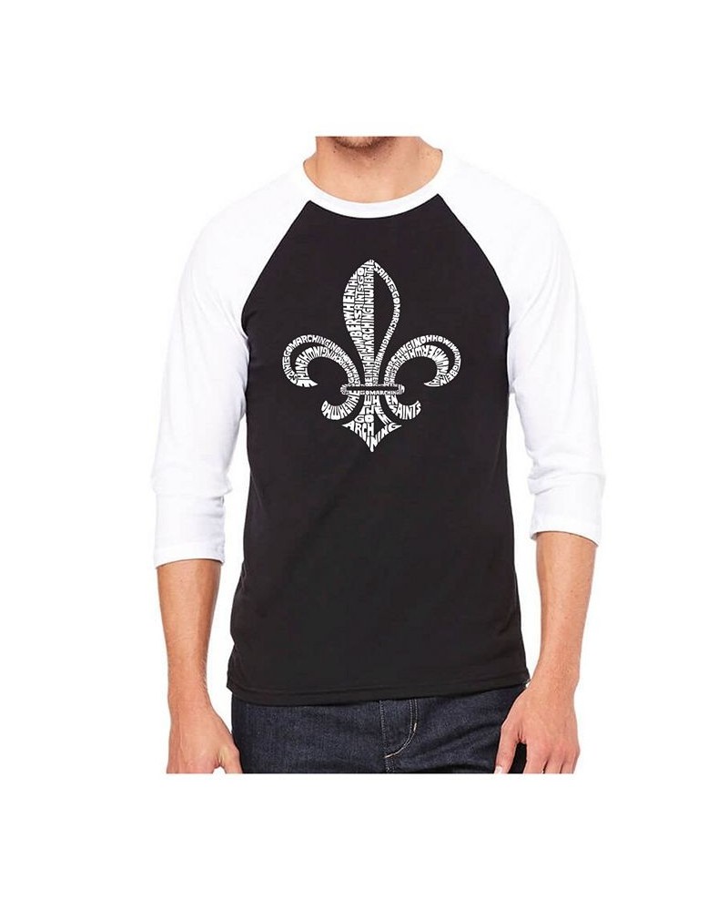 Saints Go Marching in Men's Raglan Word Art T-shirt Black $18.45 T-Shirts