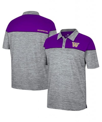 Men's Heathered Gray, Purple Washington Huskies Birdie Polo Shirt $22.55 Polo Shirts