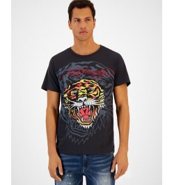 Men's Faded Black Tiger Graphic Crewneck Short-Sleeve T-Shirt Black $21.50 T-Shirts