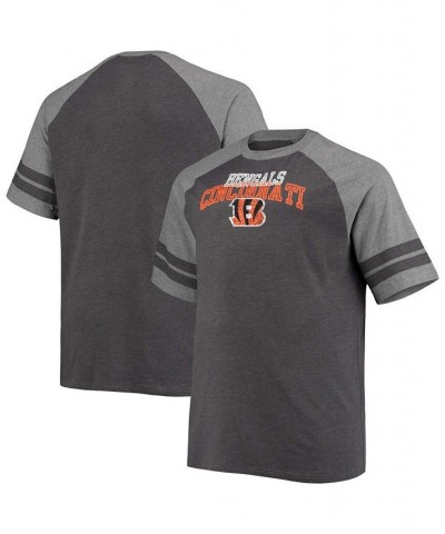 Men's Big and Tall Charcoal, Heathered Gray Cincinnati Bengals Two-Stripe Tri-Blend Raglan T-shirt $19.60 T-Shirts