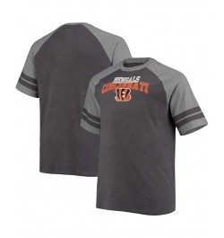 Men's Big and Tall Charcoal, Heathered Gray Cincinnati Bengals Two-Stripe Tri-Blend Raglan T-shirt $19.60 T-Shirts