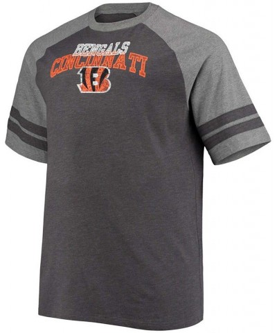 Men's Big and Tall Charcoal, Heathered Gray Cincinnati Bengals Two-Stripe Tri-Blend Raglan T-shirt $19.60 T-Shirts