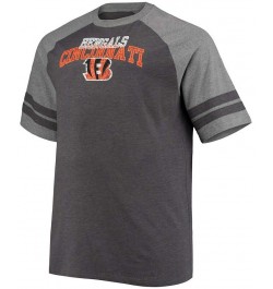 Men's Big and Tall Charcoal, Heathered Gray Cincinnati Bengals Two-Stripe Tri-Blend Raglan T-shirt $19.60 T-Shirts