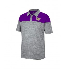 Men's Heathered Gray, Purple Washington Huskies Birdie Polo Shirt $22.55 Polo Shirts