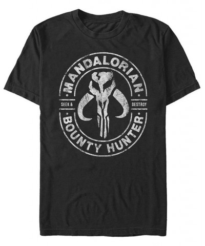 Men's Star Wars The Mandalorian Bounty Hunter Seek Destroy Short Sleeve T-Shirt Black $13.75 T-Shirts