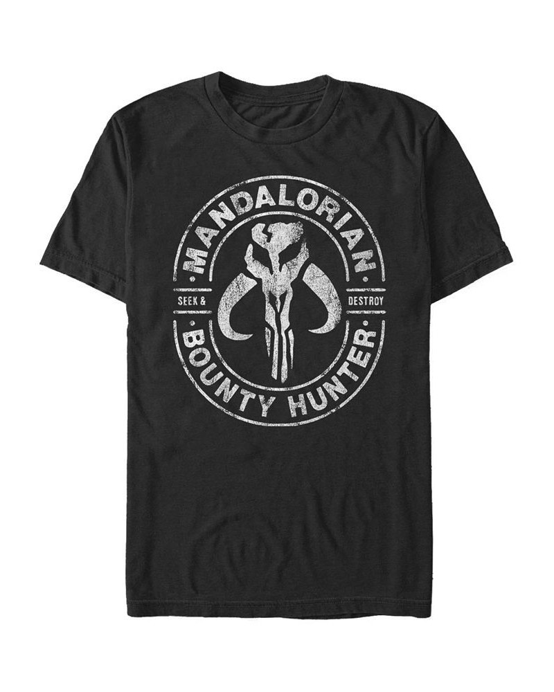 Men's Star Wars The Mandalorian Bounty Hunter Seek Destroy Short Sleeve T-Shirt Black $13.75 T-Shirts