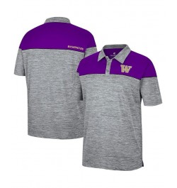 Men's Heathered Gray, Purple Washington Huskies Birdie Polo Shirt $22.55 Polo Shirts