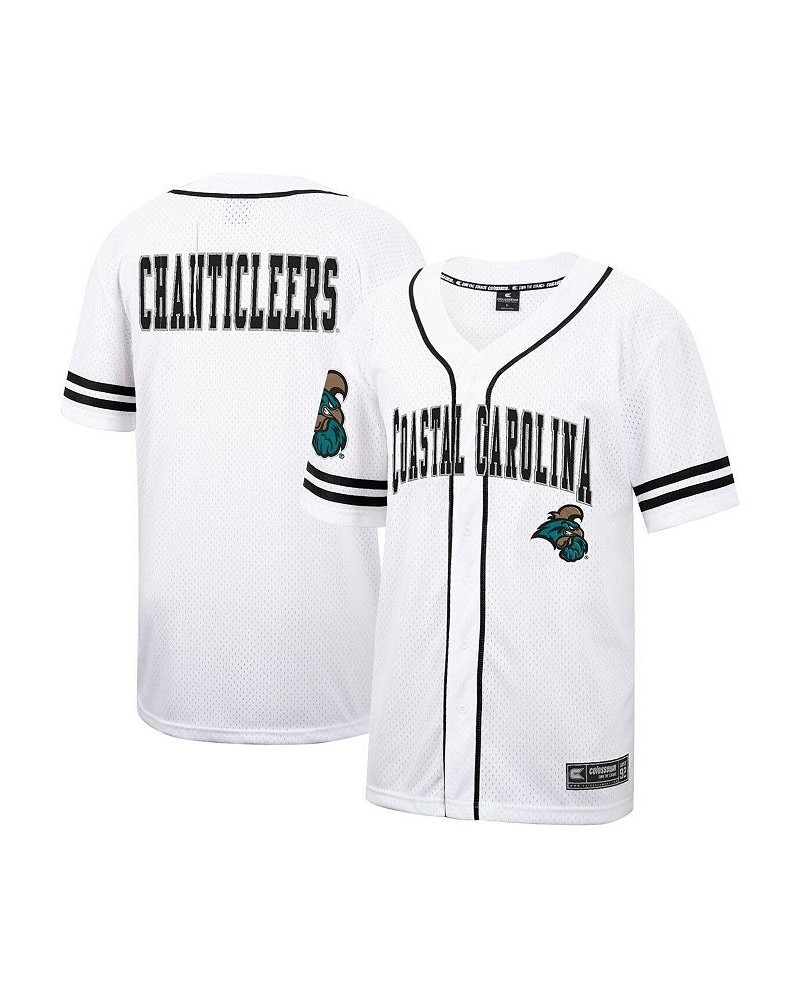 Men's White Coastal Carolina Chanticleers Free-Spirited Full-Button Baseball Jersey $38.24 Jersey