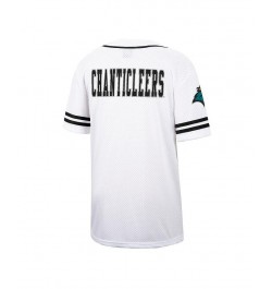 Men's White Coastal Carolina Chanticleers Free-Spirited Full-Button Baseball Jersey $38.24 Jersey