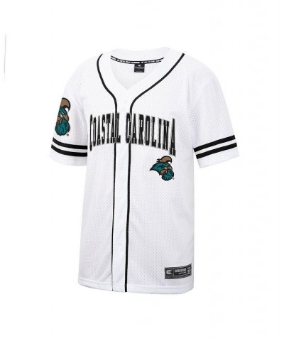 Men's White Coastal Carolina Chanticleers Free-Spirited Full-Button Baseball Jersey $38.24 Jersey