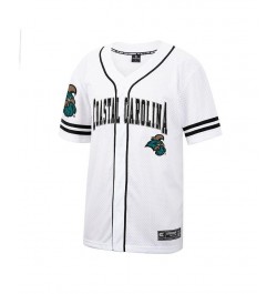 Men's White Coastal Carolina Chanticleers Free-Spirited Full-Button Baseball Jersey $38.24 Jersey