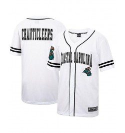 Men's White Coastal Carolina Chanticleers Free-Spirited Full-Button Baseball Jersey $38.24 Jersey