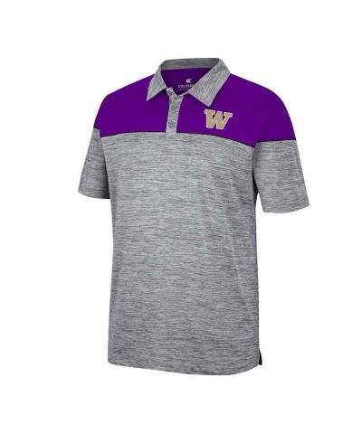 Men's Heathered Gray, Purple Washington Huskies Birdie Polo Shirt $22.55 Polo Shirts