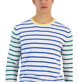 Arden Long Sleeve Mixed Stripe Crewneck Sweater Blue $15.30 Sweaters