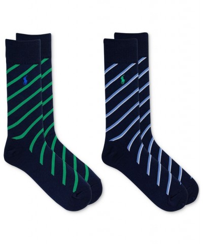 Men's 2pk. Diagonal Stripe Slack Socks Blue $13.76 Socks