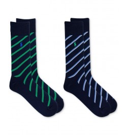 Men's 2pk. Diagonal Stripe Slack Socks Blue $13.76 Socks