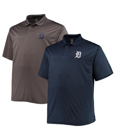 Men's Navy, Charcoal Detroit Tigers Big and Tall Two-Pack Polo Shirt Set $33.58 Polo Shirts