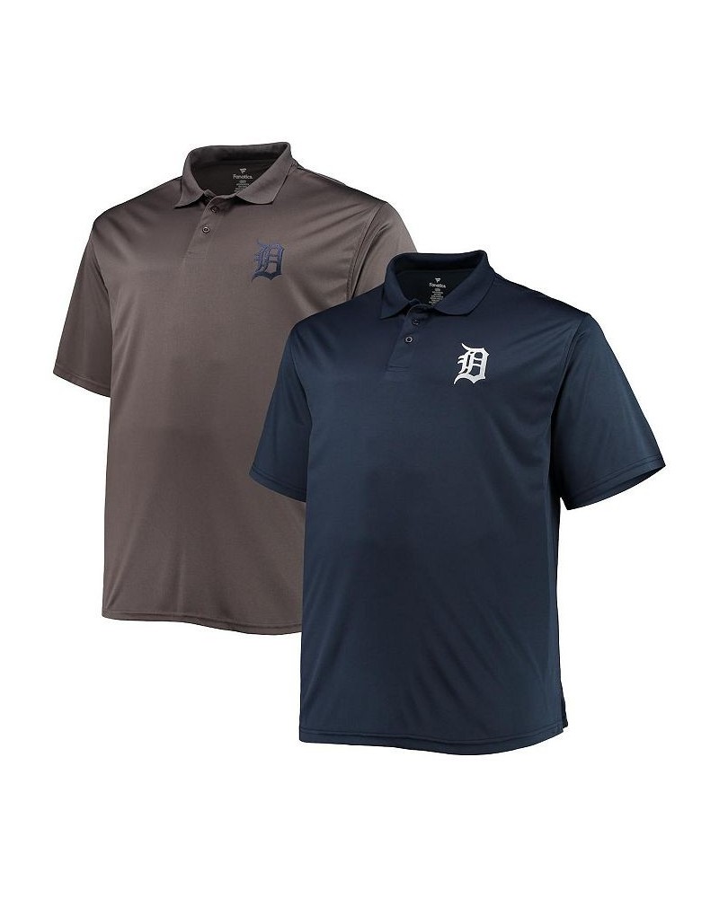 Men's Navy, Charcoal Detroit Tigers Big and Tall Two-Pack Polo Shirt Set $33.58 Polo Shirts