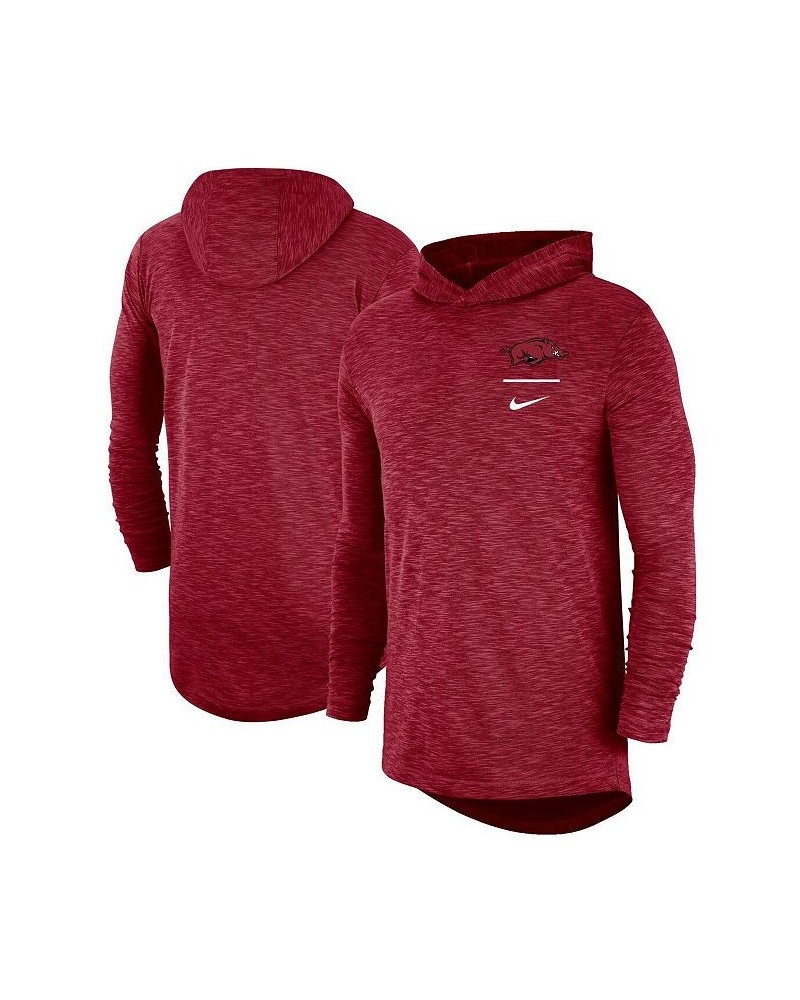 Men's Cardinal Arkansas Razorbacks Slub Performance Long Sleeve Hoodie T-shirt $32.90 T-Shirts