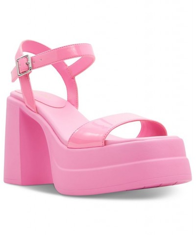 Women's Taina Two-Piece Platform Sandals Pink $37.00 Shoes