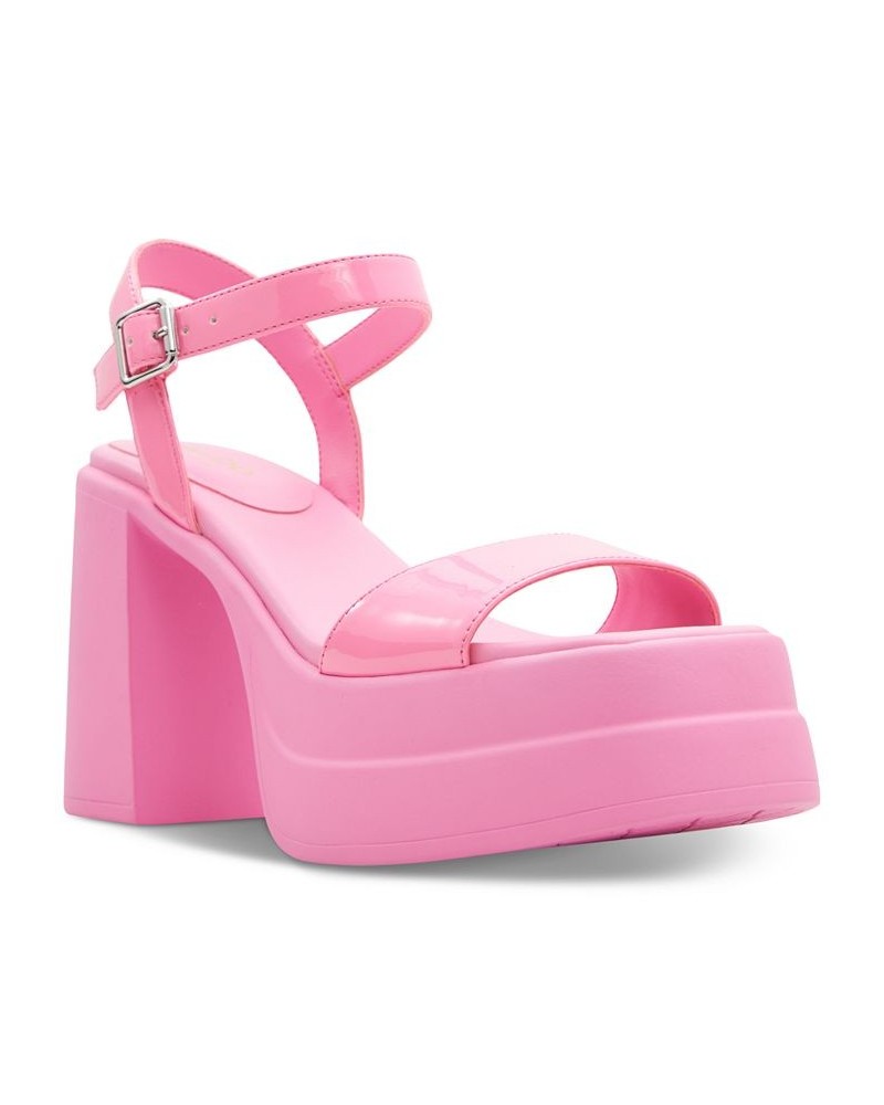 Women's Taina Two-Piece Platform Sandals Pink $37.00 Shoes