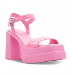 Women's Taina Two-Piece Platform Sandals Pink $37.00 Shoes